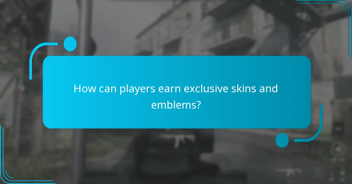 How can players earn exclusive skins and emblems?